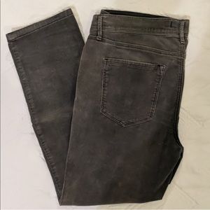 Free People Grey Corduroy Straight-Cut Pants, 31